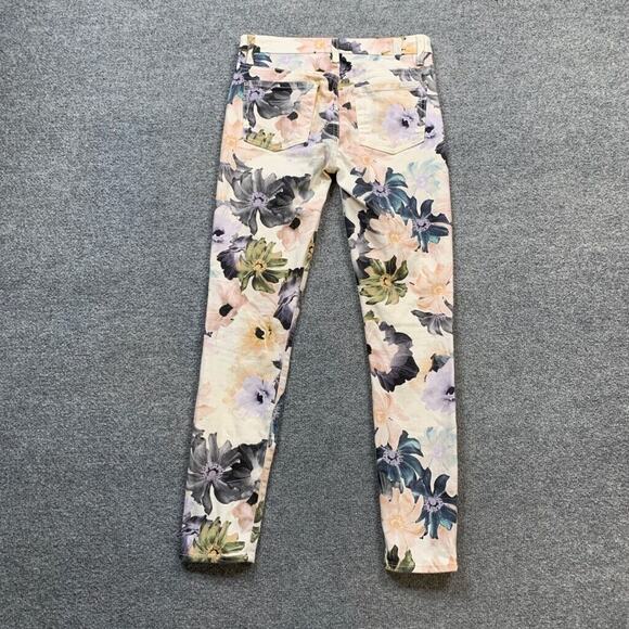 7 For All Mankind Pants Womens 25 Multi Floral Starlight Ankle Skinny Jeans - Picture 3 of 10